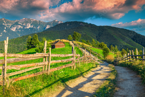 Amazing rural landscape at sunset near Bran,Transylvania, Romania, Europe