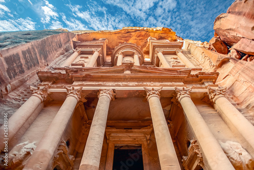 .incredible and mystical look at the Al Khazneh tomb. The Treasury tomb of Petra, Jordan - Image, selective focus