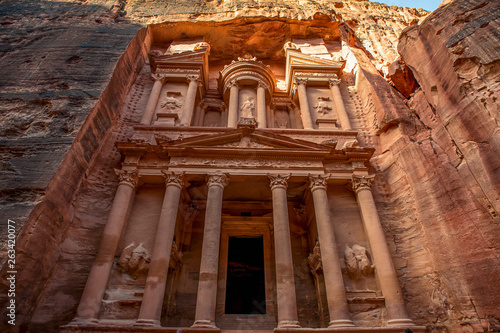 .incredible and mystical look at the Al Khazneh tomb. The Treasury tomb of Petra, Jordan - Image, selective focus