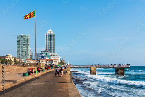 Galle Face Green beach and waterfront park in Colombo, capital of Sri Lanka