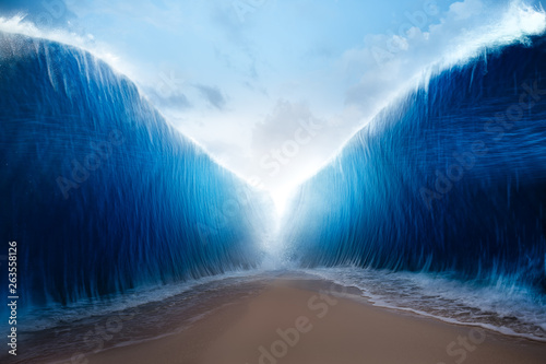 parting the red sea concept, photo composite