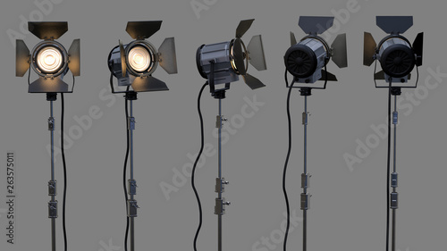 studio lights on a grey background