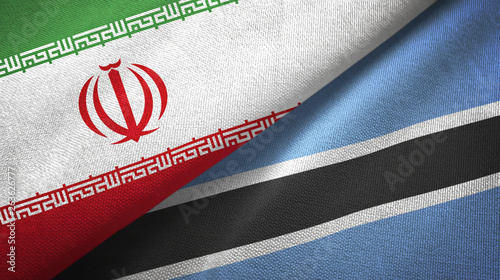 Iran and Botswana two flags textile cloth, fabric texture