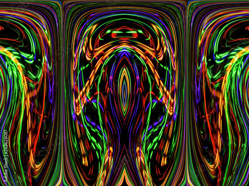Color lines and curves creates fantastic pictures. Abstract painting - psychedelic pictures.