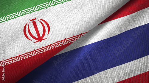 Iran and Thailand two flags textile cloth, fabric texture