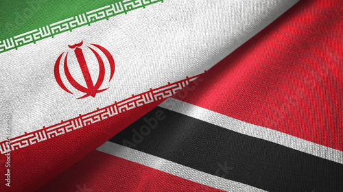 Iran and Trinidad and Tobago two flags textile cloth, fabric texture