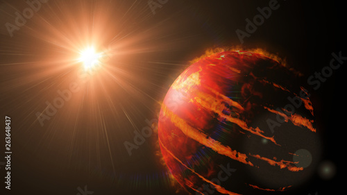 hot Jupiter class exoplanet, gas giant planet lit by an alien sun