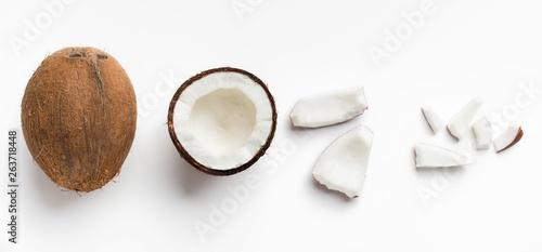 Pieces of coconut on white