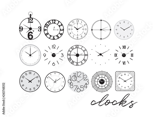 clocks collection vector illustration. clock icons. 