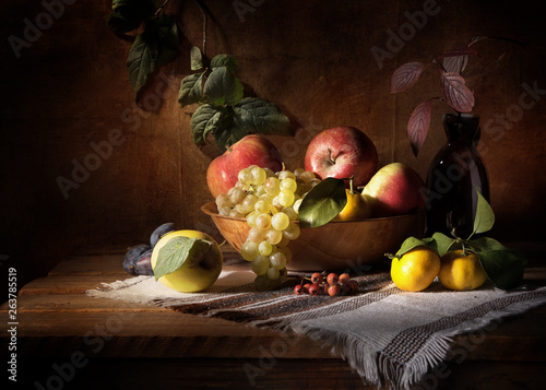 Still life on a dark background