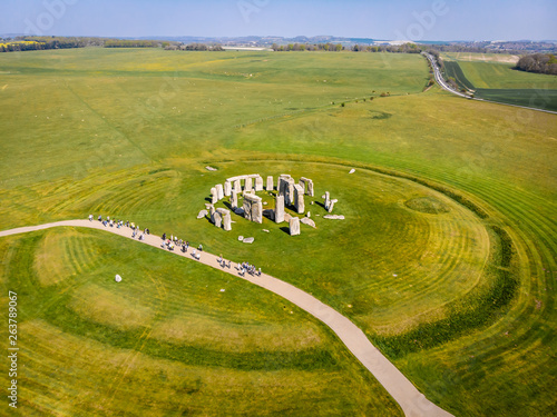 Aerial view of Stonehenge in summer, England