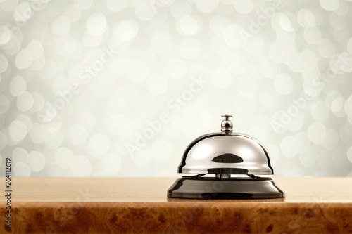 Vintage hotel reception service desk bell.
