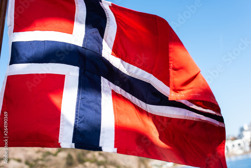Flag of Norway waving in the wind