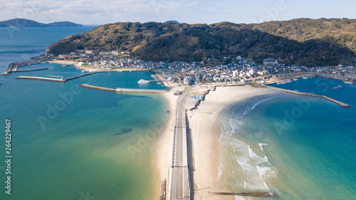 Shikanoshima Island aerial footage in Fukuoka Japan 1