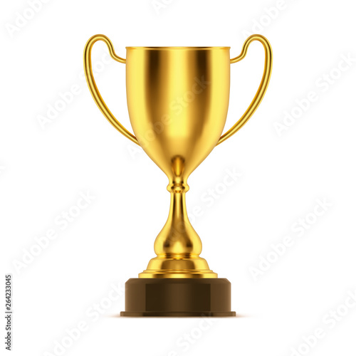 3d gold trophy or cup for champion. Sport award