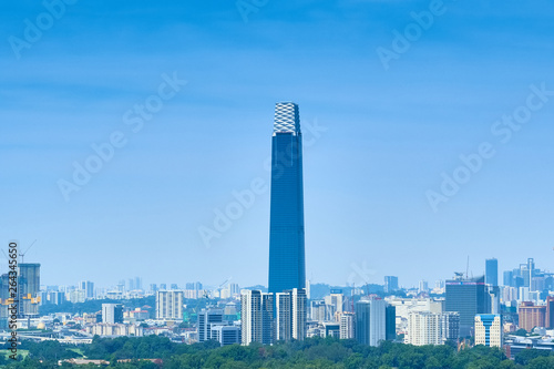 Kuala Lumpur, Malaysia, April 7 2019: The Exchange 106, when completed, will be the tallest building in Malaysia. The 106 storey tower is 451.9m tall.