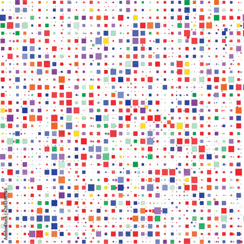 Mosaic of colorful squares on a white background