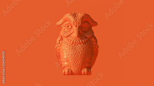 Orange Owl Greek Goddess Athena's Legendary Owl Bubo 3d illustration 3d render