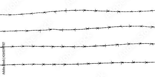 silhouette of barbed wire on white background