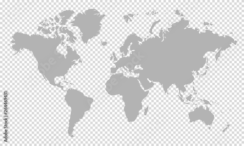 world map on transparent background