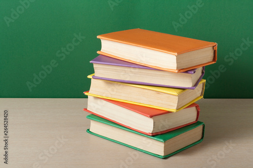 Stack of colorful books. Education concept. Back to school. Copy space for text.