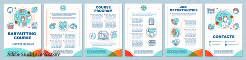 Babysitting course in bright colors brochure template layout