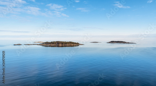 Beautiful sea landscape with island and nice evening light at summer day in archipelago Gulf of Finland