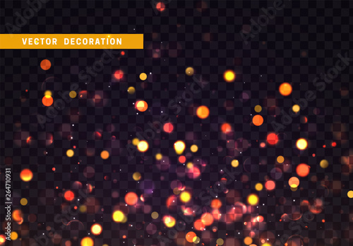 Background of bright glow bokeh. Christmas golden lights.