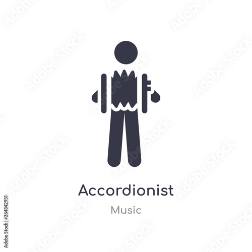 accordionist outline icon. isolated line vector illustration from music collection. editable thin stroke accordionist icon on white background