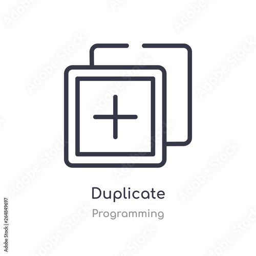 duplicate outline icon. isolated line vector illustration from programming collection. editable thin stroke duplicate icon on white background