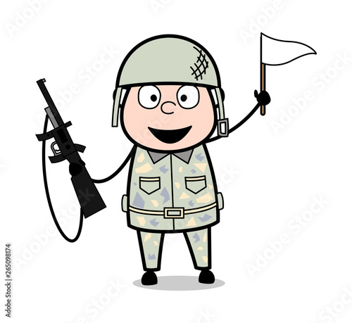 Patriotic - Cute Army Man Cartoon Soldier Vector Illustration