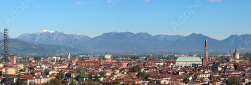 cityscape of Vicenza City in Northern Italy with the famous monu