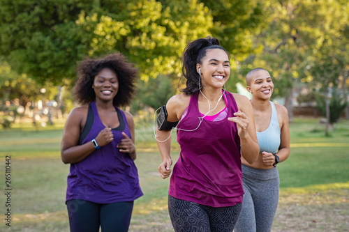 Active curvy women jogging