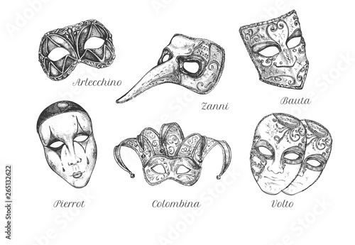 Traditional carnival masks set