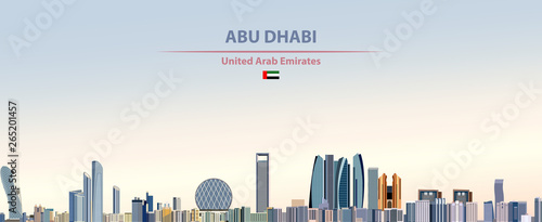 Abu Dhabi city skyline on colorful gradient beautiful daytime background vector illustration