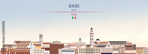 Bari city skyline on colorful gradient beautiful daytime background vector illustration