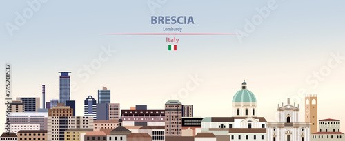 Brescia city skyline on colorful gradient beautiful daytime background vector illustration