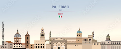 Palermo city skyline on colorful gradient beautiful daytime background vector illustration