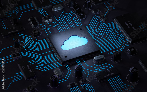 Cloud computing and network security concept, 3d rendering,conceptual image.