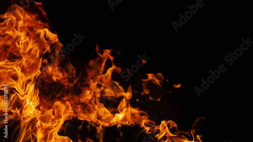 On fire. Themes of fire, disaster and extreme events. Background with copy space, banner