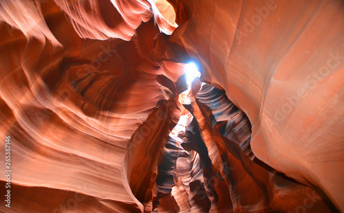 Antelope Canyon is a slot canyon in the American Southwest. It is on Navajo land east of Page, Arizona. Antelope Canyon includes two separate, scenic slot canyon sections