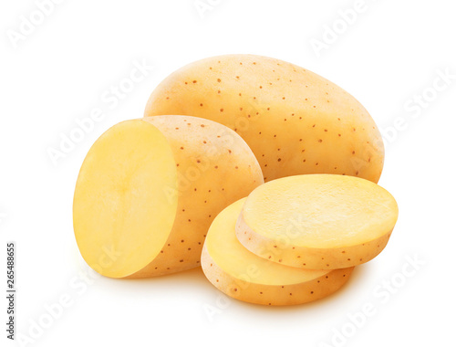 Raw potato isolated on white background with clipping path