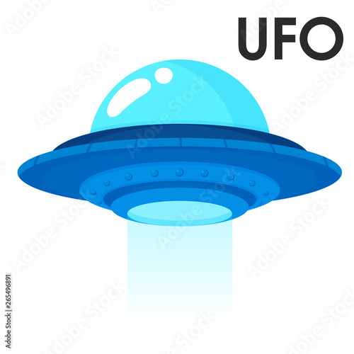 Cute cartoon spacecraft from outer space or alien ufo