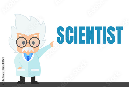 Cartoon scientist in the lab and experiment That looks simple
