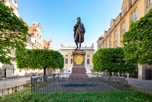 Leipzig, Goethe Denkmal vor der alten Handelsbörse