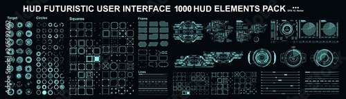 HUD elements mega set pack. Dashboard display virtual reality technology screen. Futuristic user interface.