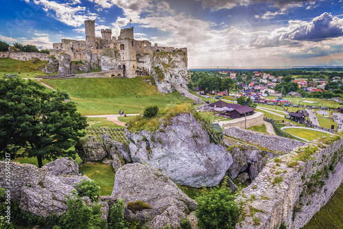 Famous Ogrodzieniec Castle in Podzamcze village, one of the chain of 25 medieval castles called Eagles Nests Trail, Poland