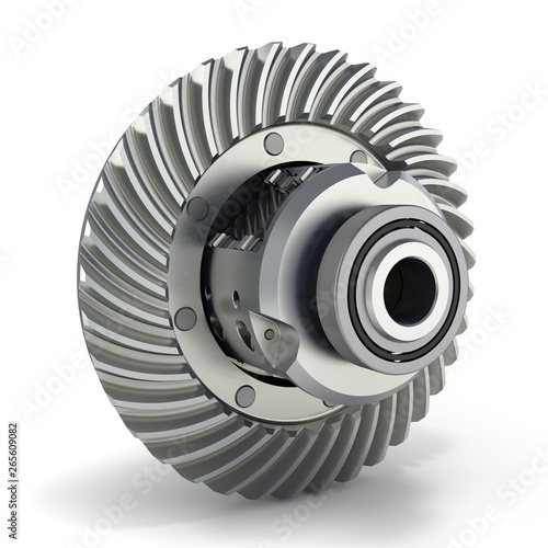 The differential gear on white background 3d illustration