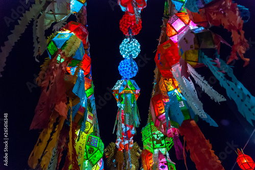 Colorful lanterns during night, Thailand