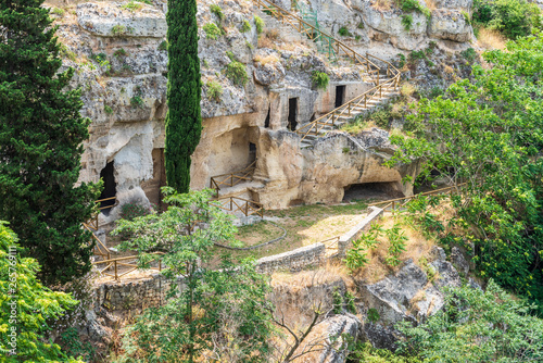 Massafra and its ravines. Houses built in the rock. Puglia to discover. Italy